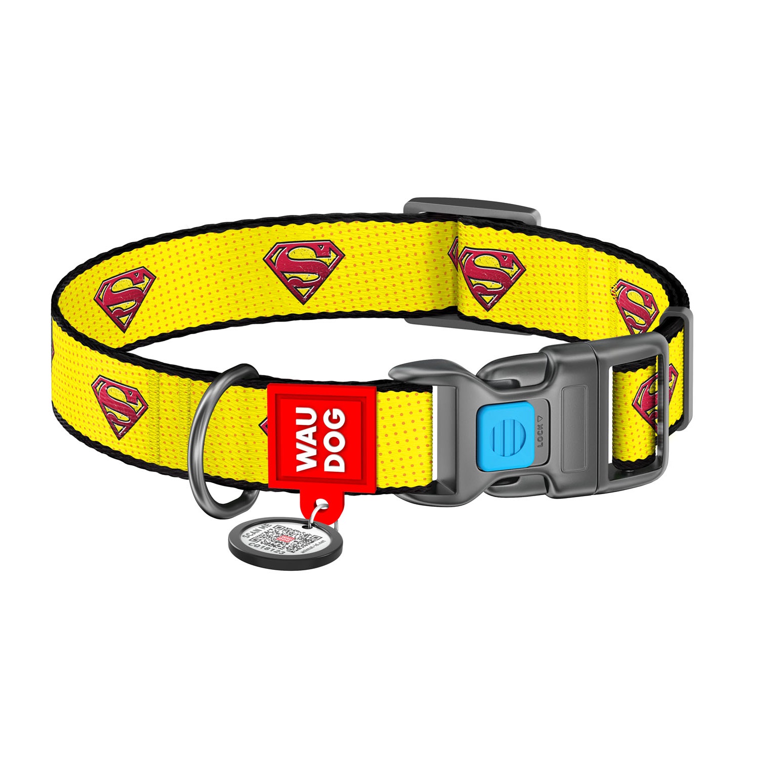 

Wau Dog Ошейник WAUDOG Nylon с QR паспортом, рисунок Супермен 2, (ширина 15 мм, длина 23-35 см)