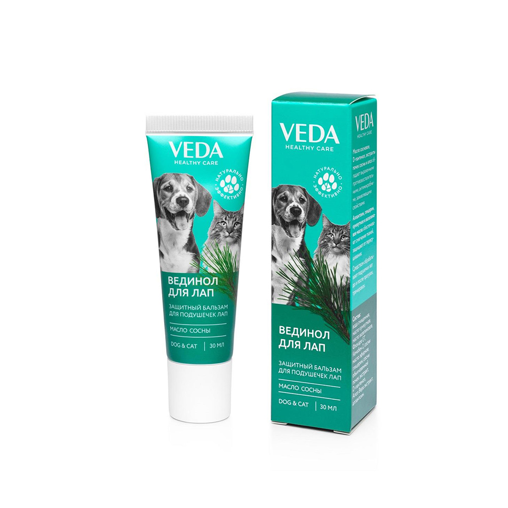 Veda Вединол защитный бальзам с маслом сосны для лап кошек и собак, 30 мл