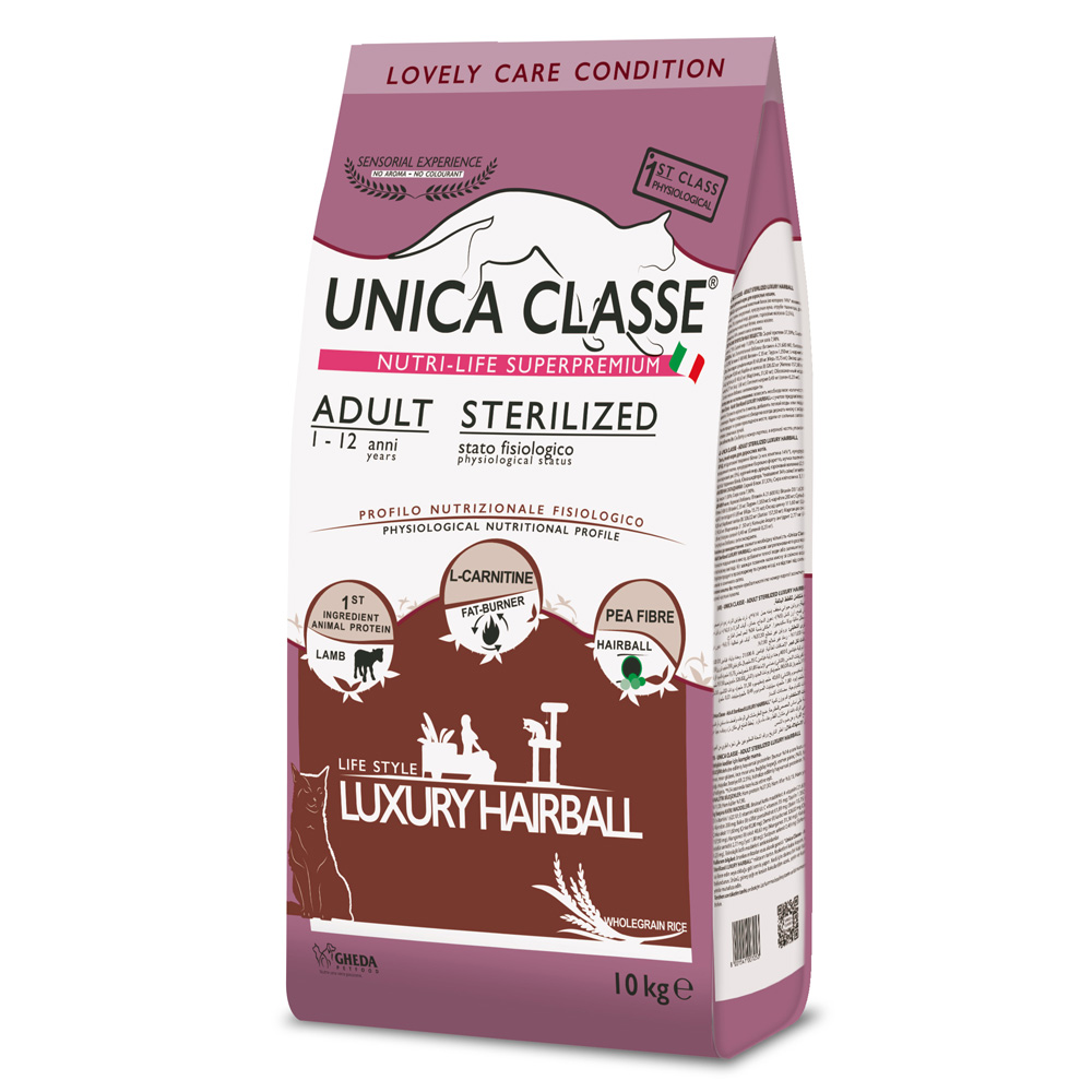 UNICA Adult Sterilized Luxury Hairball сухой корм для стерилизованных кошек с ягненком, 10 кг