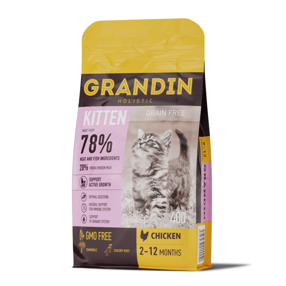Grandin Kitten Сухой корм для котят, беременных и кормящих кошек, 400 гр.