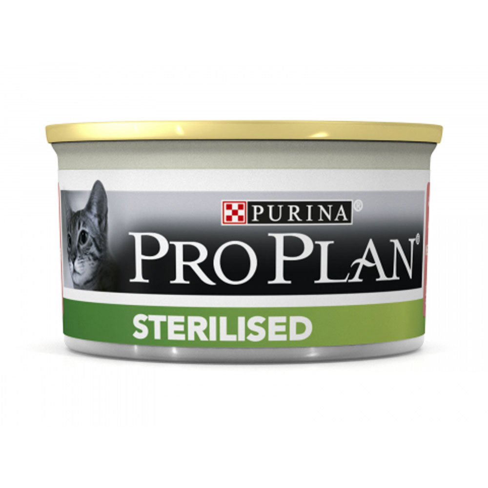 

PRO PLAN® Sterilised влажный корм для взрослых стерилизованных кошек с тунцом и лососем, паштет, 85 г