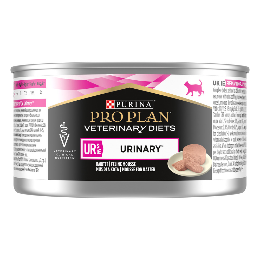 PRO PLAN® Veterinary Diets UR ST/OX Urinary Влажный диетический корм (консервы) для кошек при болезнях нижних отделов мочевыводящих путей, паштет, 195 гр.