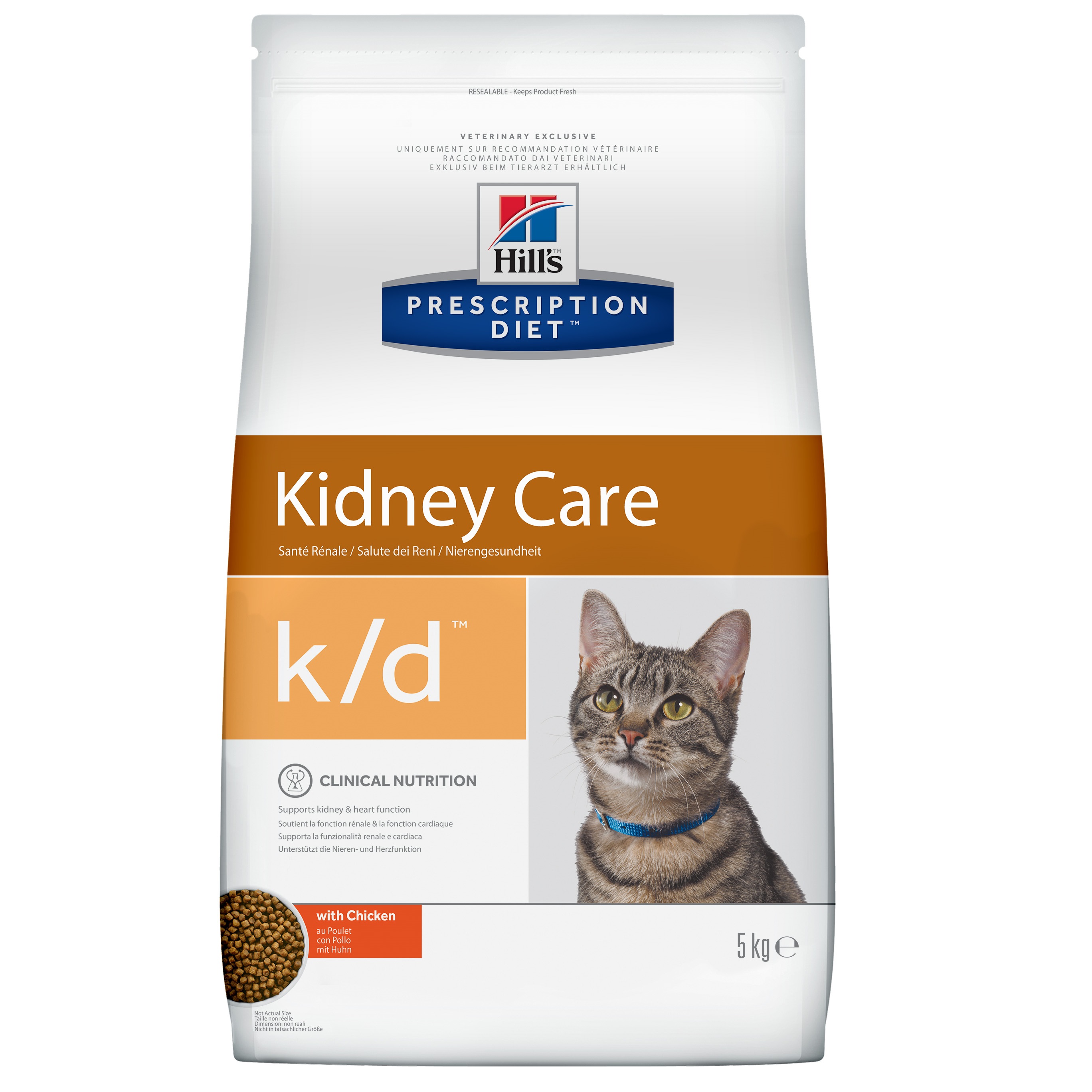 Hill's Prescription Diet k/d Kidney Care сухой корм для кошек, с курицей, 5кг