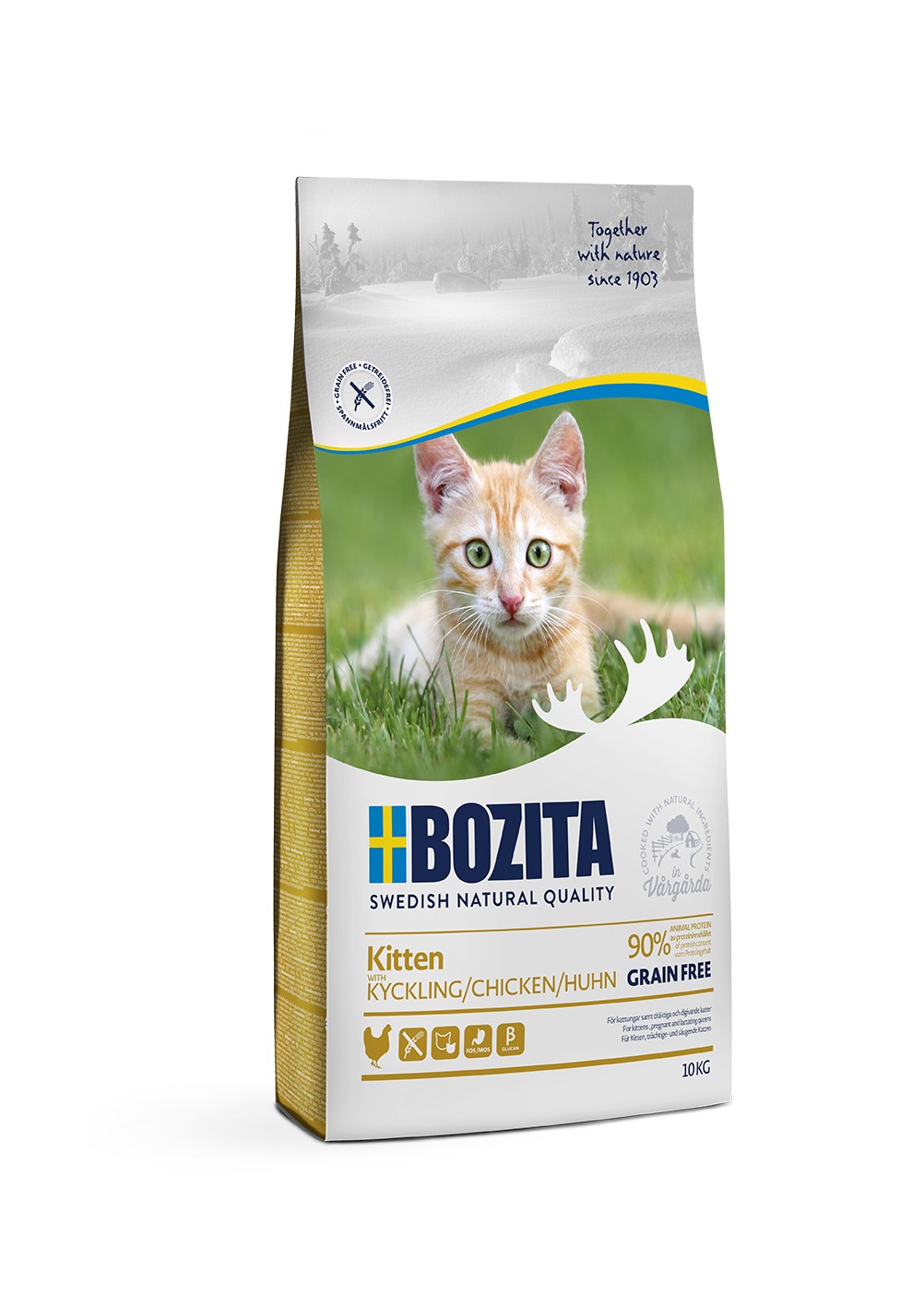 Bozita Kitten GF Chicken сухой беззерновой корм с курицей для котят, 10кг