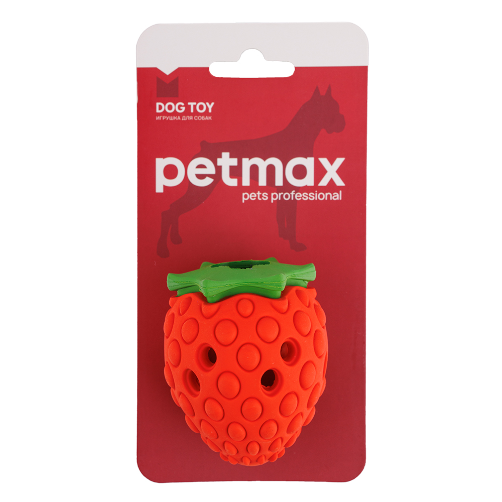 Petmax Игрушка для собак Клубничка для лакомств, 7,5х6 см 