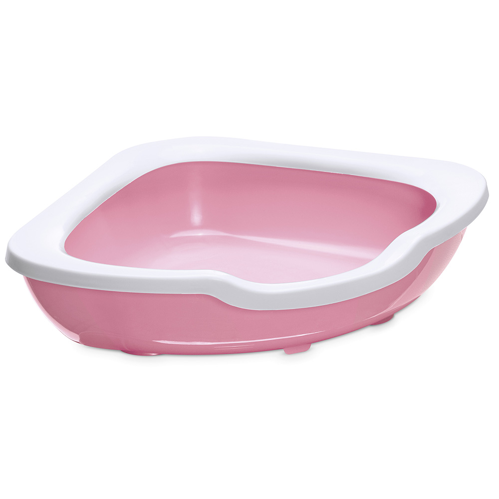 Imac Туалет угловой для кошек с бортом Fred пепельно-розовый 51х51х15.5 см
