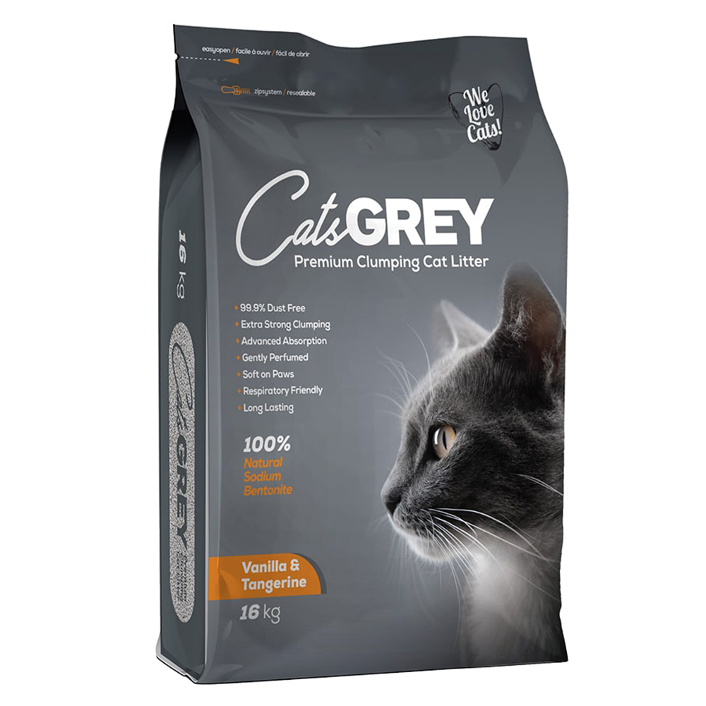 Cat's Grey Наполнитель комкующийся для кошек Vanilla&Tangerine, 16 кг