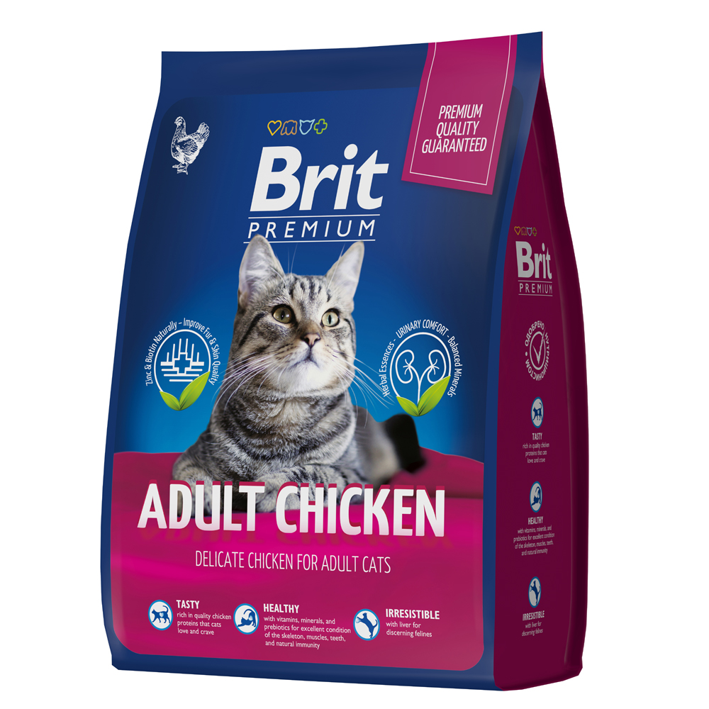 Brit Premium Cat Adult Chicken сухой корм для взрослых кошек с курицей, 400г