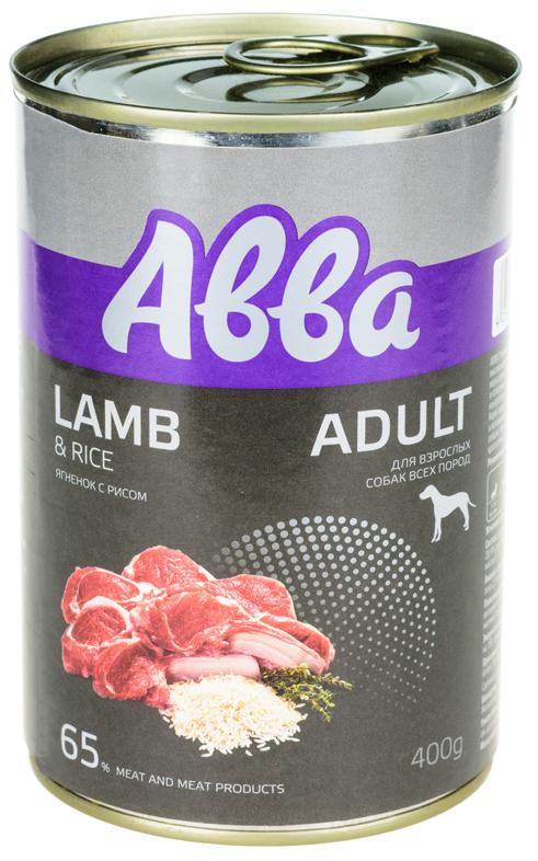 Aвва Premium Adult консервы для собак средних и крупных пород, с ягненком и рисом, 400гр