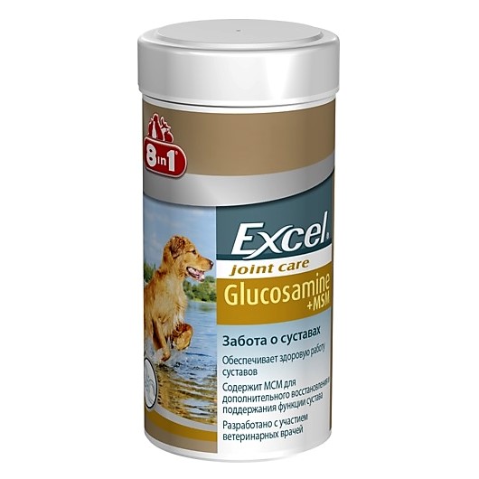 8in1 Excel Glucosamine + MSM Кормовая добавка для собак Глюкозамин + МСМ, 55 таблеток