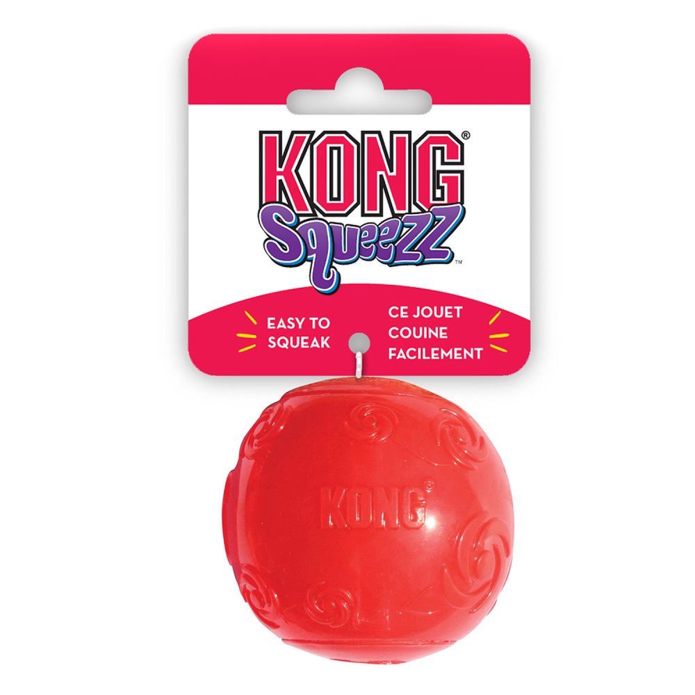 Kong Игрушка для собак Сквиз Мячик очень большой резиновый с пищалкой 9 см