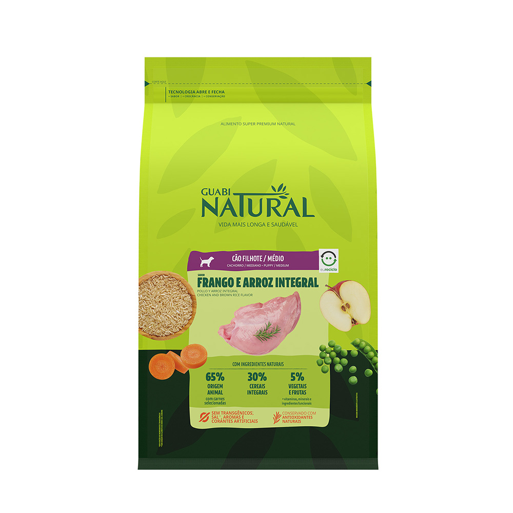 Guabi Natural Natural Puppy Сухой корм для щенков средних пород с цыпленком и коричневым рисом, 2,5 кг