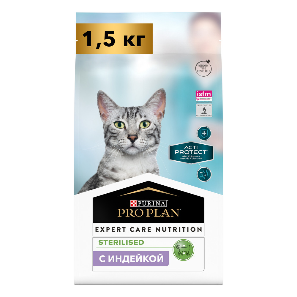 

PRO PLAN® Acti Protect Expert Care Nutrition Сухой корм для стерилизованных кошек, с индейкой 1,5 кг