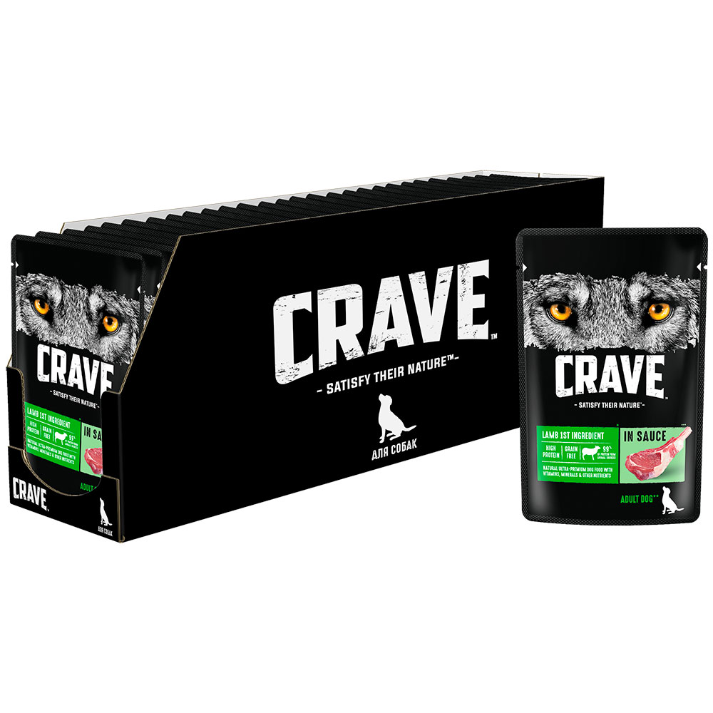 Crave Корм влажный для взрослых собак всех пород, с ягненком в соусе, 85 гр. 