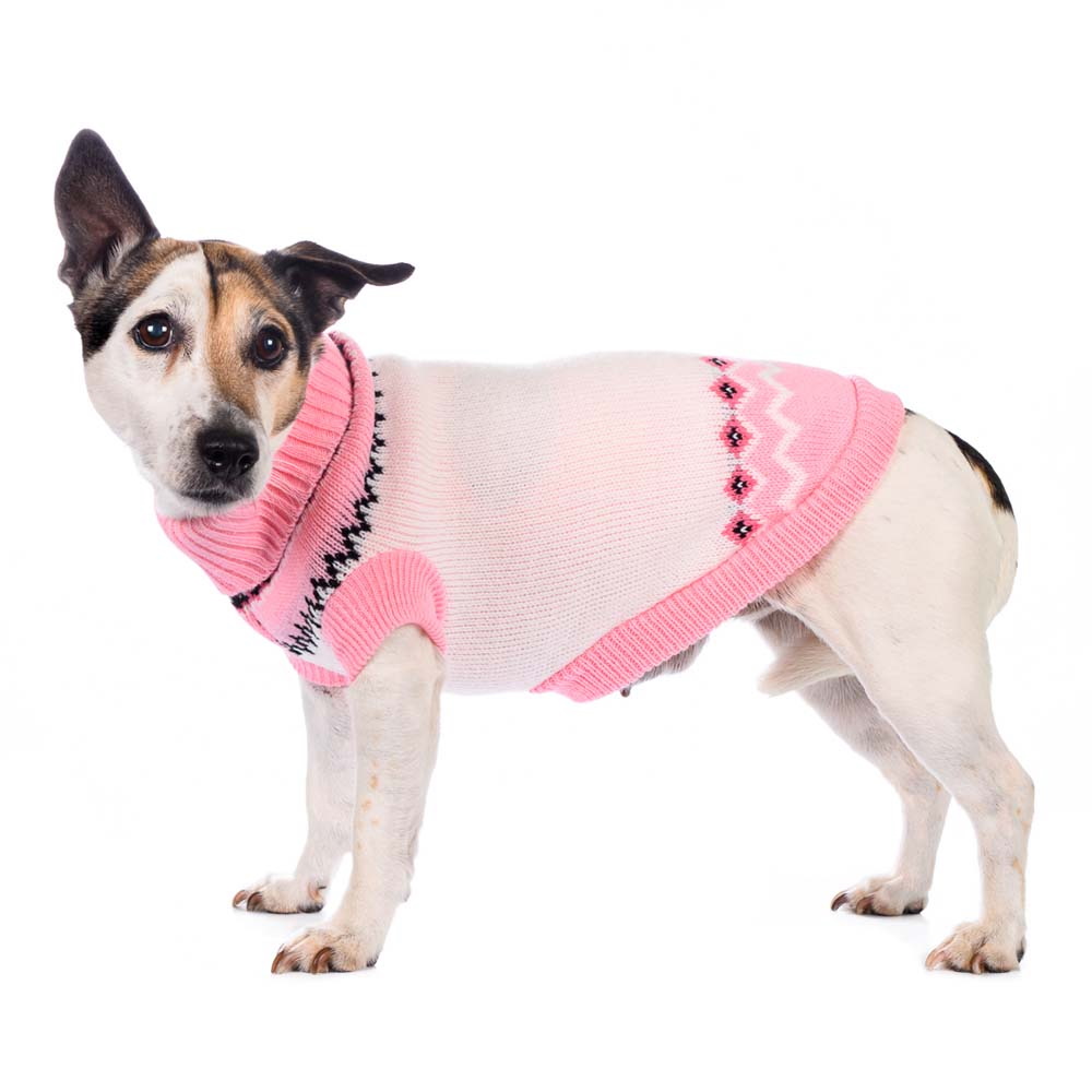Свитер для собак розовый с узором 20см