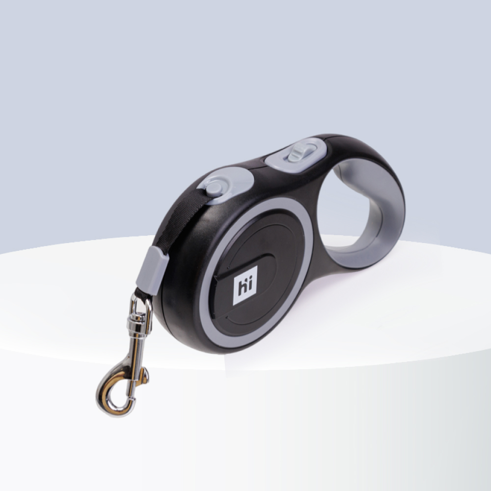 Рулетка для собак, S, ремень 3 м, 15 кг, черно-серая