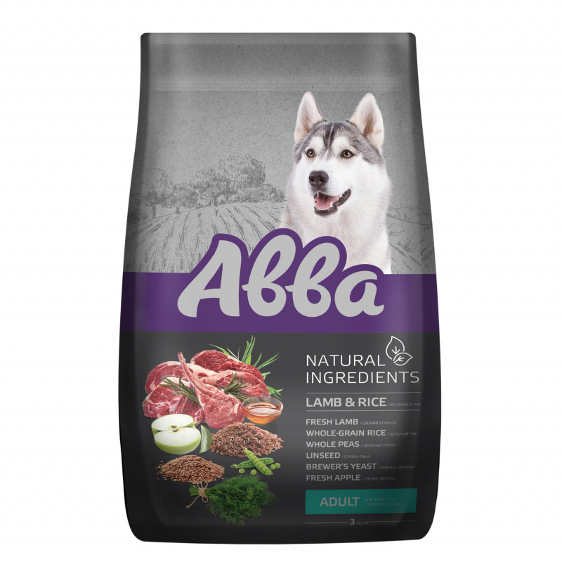 Natural Ingredients корм сухой для взрослых собак с ягненком и рисом 3кг
