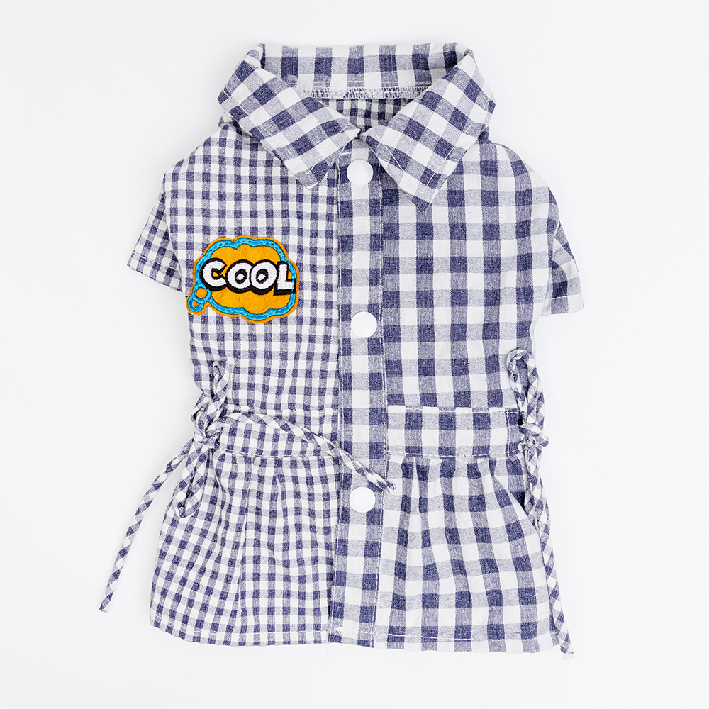 Petmax Платье-рубашка для кошек и собак, XS, синее в клетку Petmax Платье-рубашка для кошек и собак, XS, синее в клетку