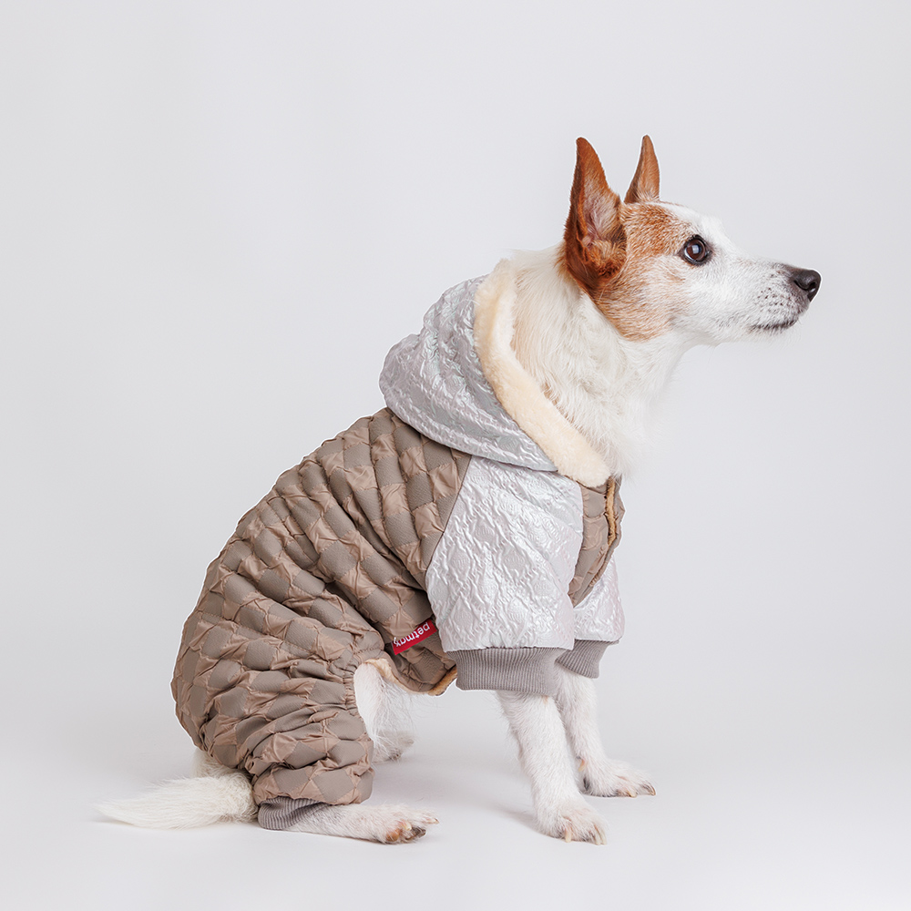 Комбинезон с капюшоном для собак, XL, серый
