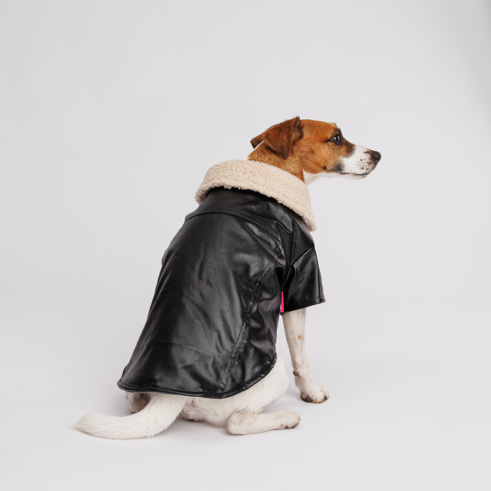 Куртка из кожзама для собак, XL, черная