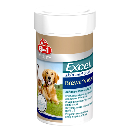 Excel Brewer`s Yeast добавка для кошек и собак Пивные дрожжи, 140таб.