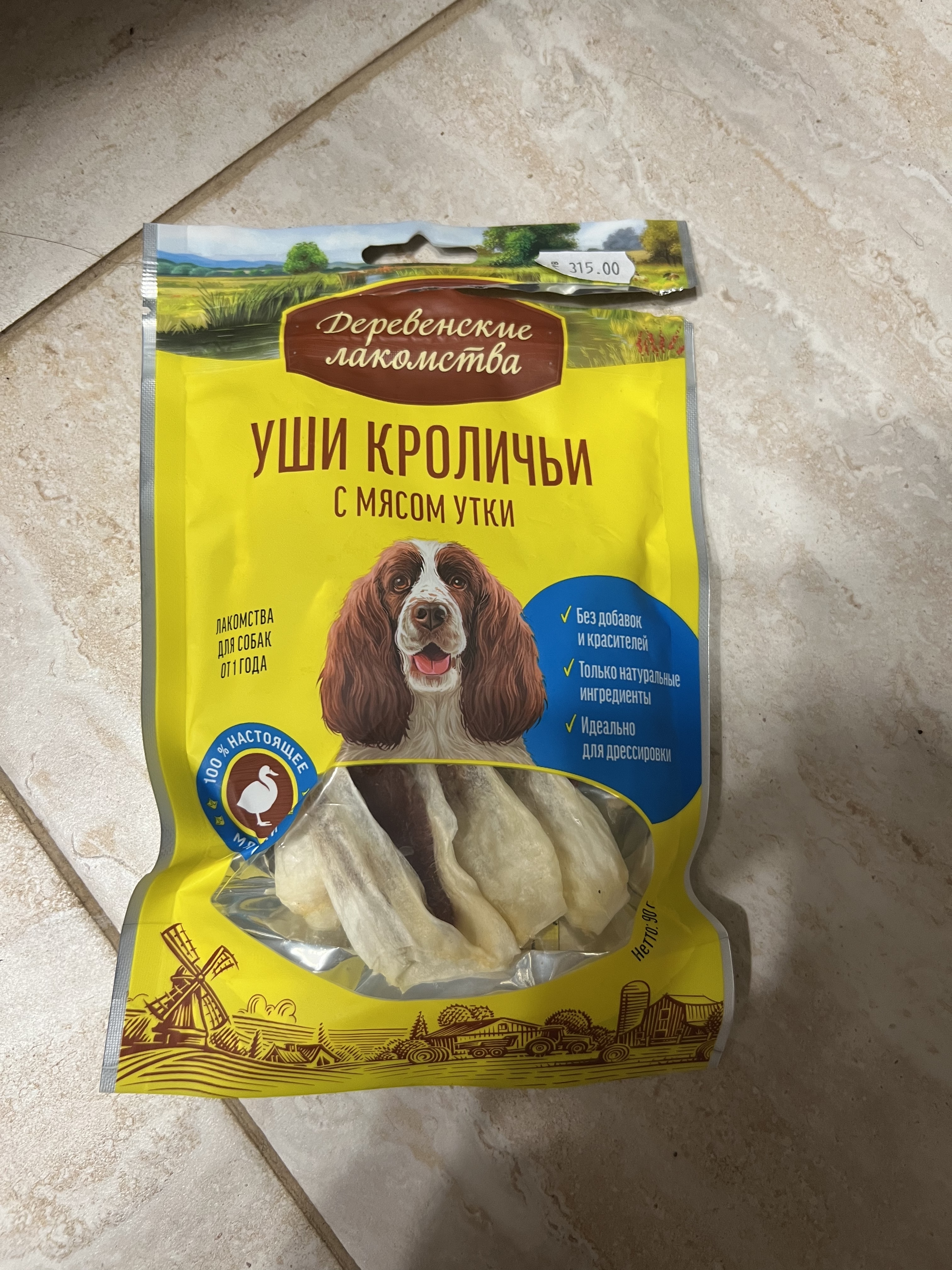 для собак уши кроличьи с мясом утки, уп. 90г